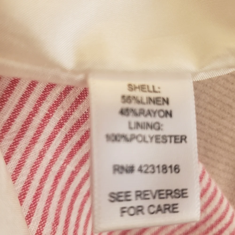 Red/White Striped Asymmetrical Linen Blend Skirt Marked Size 1X But Small EUC